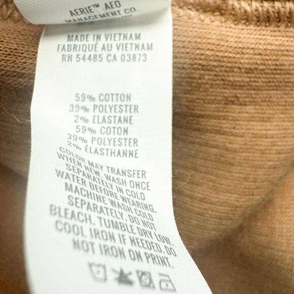 Aerie Waffle Knit Oversized Slouchy V-Neck Sweatshirt Tan Size M - Picture 14 of 14